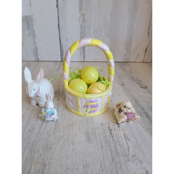 Vintage Easter bunny egg variety basket Springs set home decor figure - Picture 6 of 8